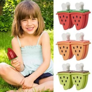 Pack of 4 Fruit Shape Ice-Cream Molds - Fun & Easy Homemade Frozen Treats for All Ages