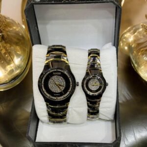 Couple Stainless Steel Watch – Black & Golden | Trend Mal – Elegant Matching Watches